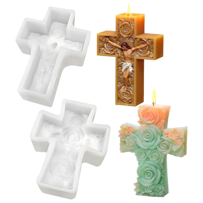 Soap Making For Beginners - Cetakan Lilin Silikon Salib Bunga Yesus