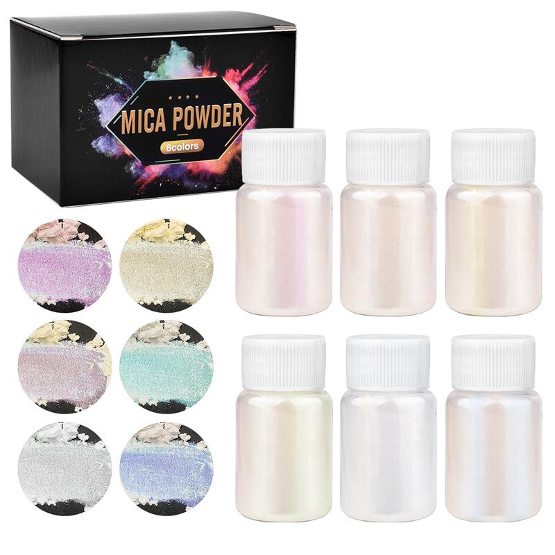 Mica Powder Colorant - 6 buah-Set Epoxy Resin pewarna bubuk
